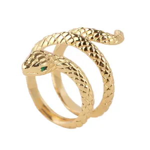 Gold Plated Cute Flexible Snake Fine Jewelry Brass Rings For Girls Cool Rings Jewelry Women Fashion Jewelry Rings