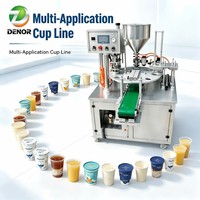 Machine de remplissage rotative semi-automatique pour gobelets, pour lait concentré, café, yaourt, liquides, machine de remplissage et de scellage de gobelets pour les petites entreprises