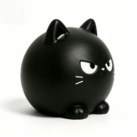 Figurine de chat ronde noire personnalisable en PVC de 4 cm, figurine de collection, boîte mystère directe d'usine, ornements, nouveau jouet tendance, personnalisation