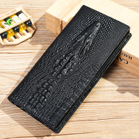 Dompet pria panjang Crocodile dompet bisnis sederhana kulit tas sertifikat slot kartu multi kapasitas besar logo kustom grosir