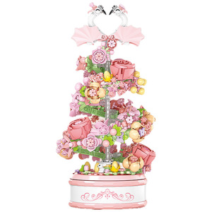 Bloques de Plástico Creativos para Niños, Caja Musical Giratoria con Forma de Cisne y Flores, Juego de Construcción de Modelos, Más de <span class=keywords><strong>713</strong></span> Piezas, Regalos de San Valentín con Luz - Product Image 1