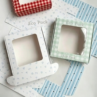 Boîte en papier pliable personnalisée à motif floral et à carreaux vichy avec fenêtre transparente pour ongles à presser, savon, biscuits, cosmétiques, emballage cadeau de mariage