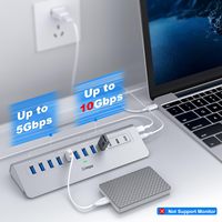 Hub USB-C con Carga PD de 45W y 10Gbps, Cable de Aluminio de 3.3 Pies, 12 Puertos, en Stock para PC/Laptop/iPhone 17/16