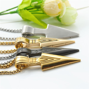 Pendentif lance en acier inoxydable, collier pour homme en or, style punk rétro 233057 - Product Image 4
