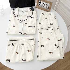 ชุดชุดนอนผ้าโพลีเอสเตอร์สีทึบของผู้หญิงชุดใส่ในบ้านที่ทนทานและดูแลง่ายราคาไม่แพง - Product Image 4