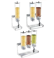 Distributeur de nourriture sèche transparent en PC, conteneur à céréales triple tête en acier inoxydable, distributeur de bonbons et de noix pour buffet