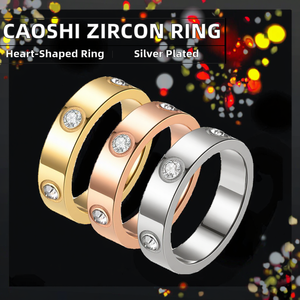 Phụ Nữ Của Thời Trang Bạc/Mạ Vàng Thiết Kế Trái Tim Đồ Trang Sức Cưới Rực Rỡ Zircon Nhẫn Hollow Phong Cách Engagement Quà Tặng - Product Image 2