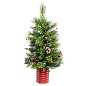 Co-Arts 30 pouces Faux Craft PE Pin Aiguilles Arbre de Noël avec pot en métal rouge - Product Image 1