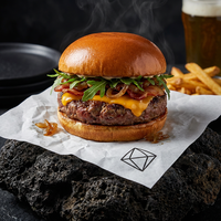 Vente en gros d'usine, emballage alimentaire personnalisé biodégradable, imperméable, enduit de PE, résistant à la graisse, pour en-cas, charcuterie, hamburger, emballage pour burger