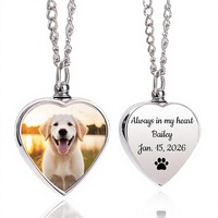 Collier urne funéraire personnalisé en forme de cœur, sans matériau, avec gravure personnalisée photo/texte, pour cendres de chien/chat - Cadeau commémoratif fabriqué en Chine