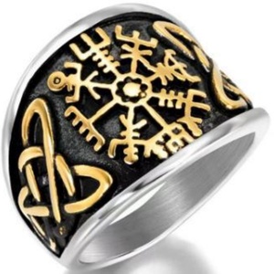 Anillo Nórdico con Nudo Celta, Inspirado en el Estilo Vintage, con Piedra Natural y Vidrio, Sin Plomo, Anillo Boho para Mujeres, Hombres, Unisex, Joyería Espiritual, Regalo - Product Image 6