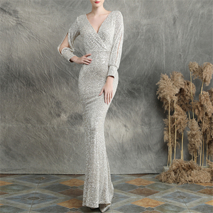 Robe de mariage en queue de poisson à sequins et à manches longues pour femmes 2025 - Product Image 5