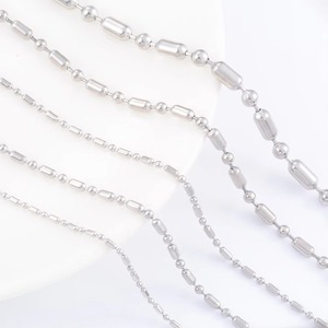 Cadena larga de eslabones con cuentas al por mayor, 5 piezas, collar de acero inoxidable, gargantilla punk color plata, accesorios de joyería DIY - Product Image 2