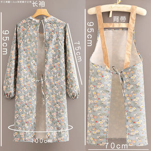 Delantal floral de manga larga con bolsillo de conejo para mujer, para cocinar y usar en la cocina - Product Image 4