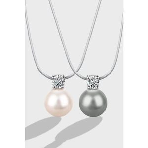 Elegante Collar con Colgante de Plata de Ley 925 Estilo Princesa <span class=keywords><strong>Diana</strong></span>, con Perla, para Regalo de Aniversario - Product Image 4