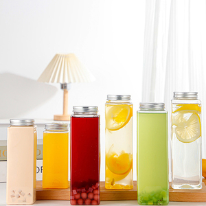 Botella de Plástico Transparente Cuadrada para Jugo, Té, Bebidas, 380ml, 500ml, 650ml, Vaso para Jugo, Botellas para Té Boba, Contenedor para Bebidas de Té con Leche - Product Image 3