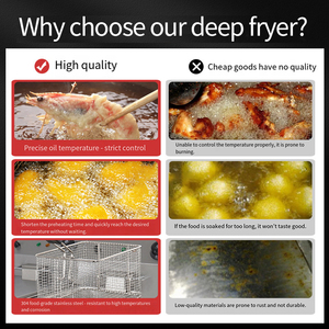 Friggitrice Elettrica Commerciale ad Alta Potenza in Acciaio Inox con Doppia Vasca 5000W Multifunzione per Patatine Fritte e Pollo - Product Image 3