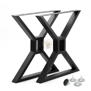 YIJUN Iron Table Legs X Shape Black Heavy Duty Modern Minimalist Furniture Frame 2766 - Product Image 1
