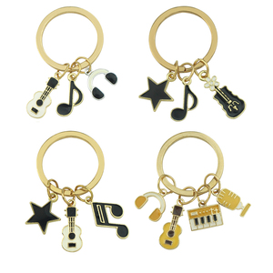 Lindo llavero <span class=keywords><strong>de</strong></span> música micrófono teclado guitarra auriculares estrella llavero cantante llaveros para Mujeres Hombres DIY joyería hecha a mano regalos - Product Image 1