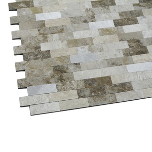 Brown Faux Stone Strip Waterproof Kitchen <b>Backsplash</b> Mosaic Peel and Stick <b>Tiles</b> for Home Decor - Product Image 3