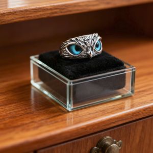 Cincin Hias Burung Hantu Perak Kreatif Berlapis Elektro, Pengangkut Agresif Retro, Tidak Luntur, Hadiah Yiwu - Product Image 5