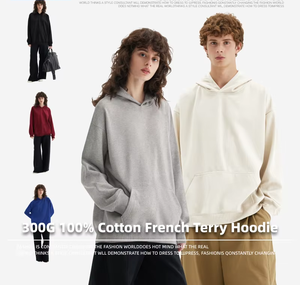 Basic Hoodie 300gsm French Terry Crewneck <b>Sweatshirt</b> Unisex Solid Plain Dyed Loose Fit for <b>Men</b> Women Casual - Product Image 3