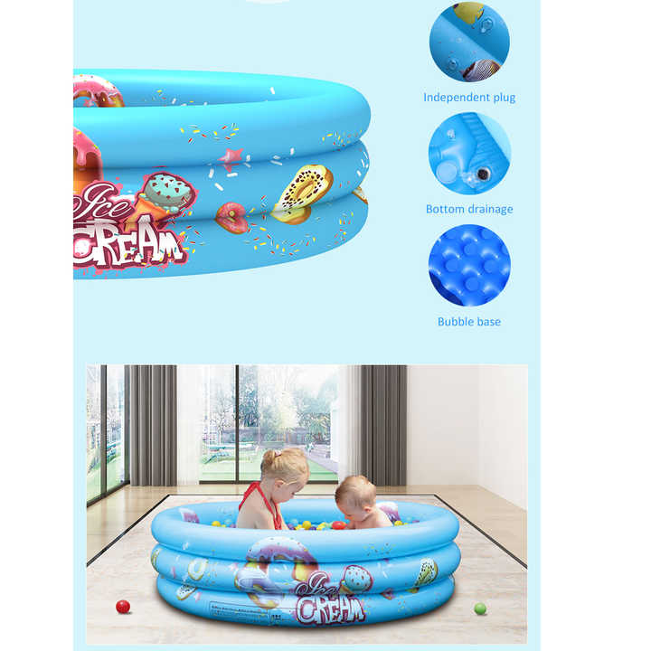 Inflatable Kiddie 3 Ring Circles Swimming Pool Blow up Baby Ball Pit ...