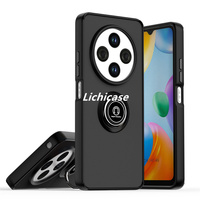 Lichicase translucide mat couverture arrière pour Redmi 14C 4G rotation 360 degrés anneau support étui de téléphone portable
