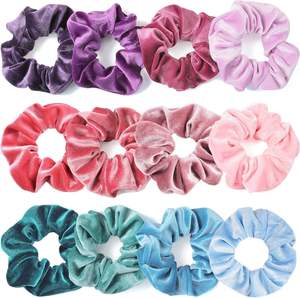 Coleteros Elásticos de Terciopelo para Otoño e Invierno, Accesorios para el Cabello, Coleteros Suaves de Color Rojo y Rosa para Mujeres y Niñas - Product Image 1