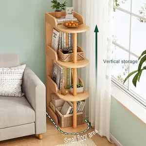 Vrijstaande Houten Boekenplank Muur Hoek Boekenkast Opberg Organizer Open Display Rack Plant Stand Voor Thuis Kantoor