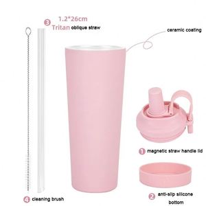 New 830ml Ceramic Coating 304 Stainless Steel Straw Cups with Portable Magnetic Cover Insulated Tumblers for Any Beverage - Product Image 3