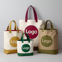 Bolso Tote de Lona con Logo Personalizado en Oferta con Diseño de Color en Contraste Bolsa de Compras de Algodón Reutilizable para Regalo Promocional