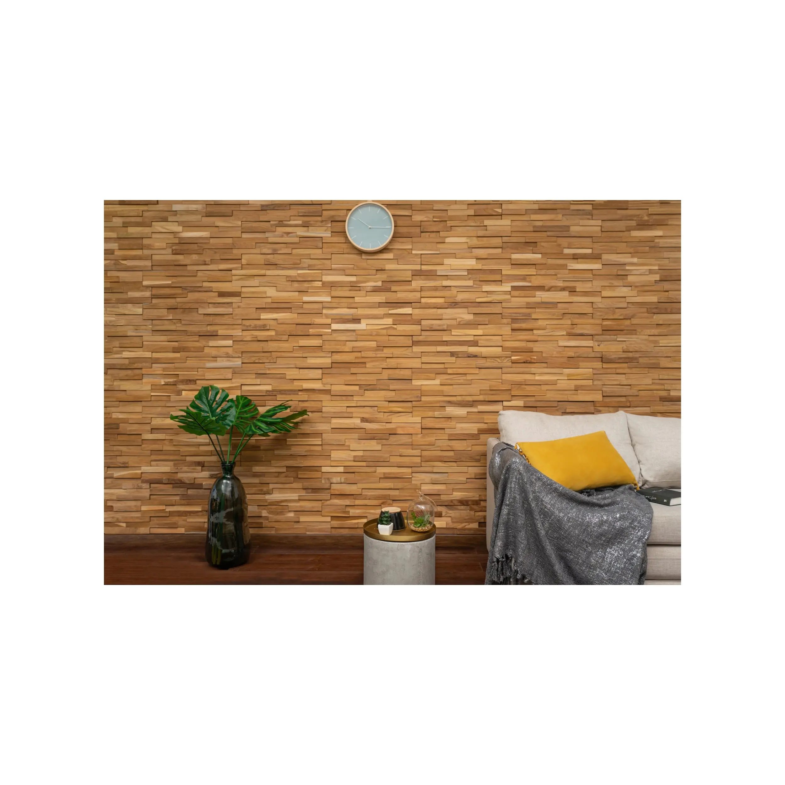 2024 Hot Sale Set of 10 Natural Teak Wooden Wood Panels decorative Wood Rustic Reclaimed Woody Walls 3D Wall Panels