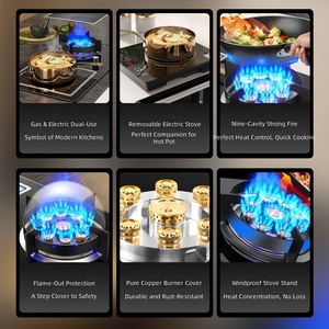 Estufa de Gas Empotrable de Doble Combustible con Placa de Inducción Integrada, 2 Quemadores de Gas y Eléctricos para Cocina Doméstica - Product Image 2