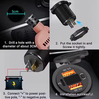 Chargeur de voiture 12V QC3.0 USB et PD USB, prise de chargeur de voiture 4 en 1 pour camping-car, voiture, bus, moto