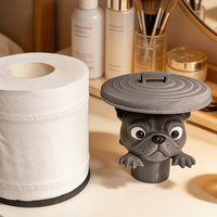 Porte-rouleau de papier style pirate pour bouledogue français, support de mouchoirs imprimé en 3D, figurine créative de chien, décoration d'art artisanal pour salle de bain et maison, cadeau
