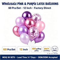 60 ballons en latex épais et brillants de 12 pouces, violet et rose avec confettis, pour la Saint-Valentin et les décorations de fête d'anniversaire