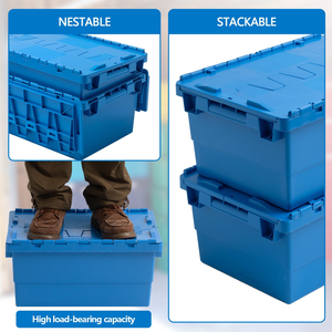 Contenedor de Almacenamiento de Plástico Apilable y Encajable con Tapa Adjunta, Personalizable con Logotipo, Colorido, para Transporte, en Venta - Product Image 4