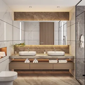 Meubles de salle de bains de luxe, vanité de salle de bains indien en acier inoxydable 304 disponible en gros