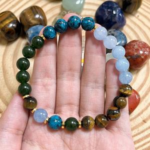 Pulsera de Piedra Natural con Cuentas de Vidrio Coloridas, Joyería de Mindfulness, Producción Propia para Mayoristas, Opción de Envío con Seguro - Product Image 1