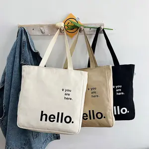 Personalized Logo Canvas Fabric Tote Bag Custom Logo For Business Printing Shopping Bag Reusable Women Tote Bag