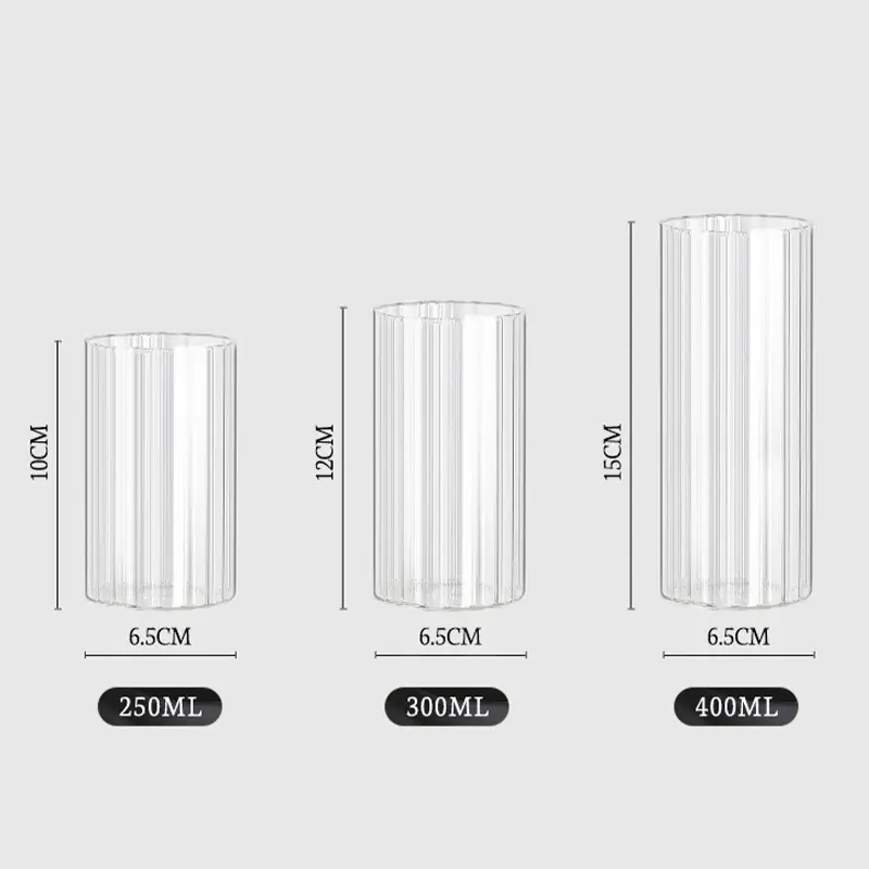 ODM/OEM özel borosilikat cam suyu süt kupası 250ml/300ml/400ml temizle boş içme tumbler kupa cam kupa can fincan