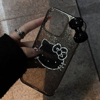 Coque de téléphone en TPU avec nœud papillon en strass 3D 2025, luxueuse et scintillante, pour Apple 15 Pro Max, pour iPhone 14, housses mignonnes avec poignée de téléphone
