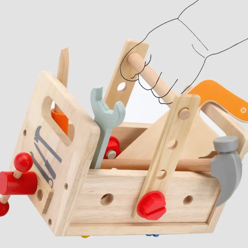 Holz Toolbox Früh kindliche Bildung Bau Kinderspiel zeug Spiele Zubehör Set Kinder Lernspiele