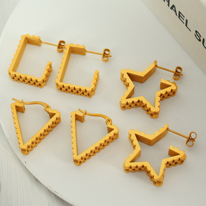 Pendientes de Moda para Mujer, Chapados en Oro, con Forma de Estrella Triangular Cuadrada, Joyería Geométrica para Fiesta - Product Image 1