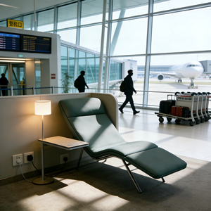 Chaise longue inclinable en cuir PU pour aéroport, salle d'attente publique, terminal, hôpital, clinique, espace de repos - Product Image 3
