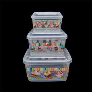 Set di scatole per alimenti in plastica per microonde con coperchi ermetici bloccati Set di 3 pezzi Crisper