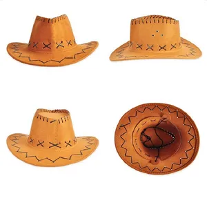 Western-Hut Herren breite Klammer Kunstleder Fedora-Hut Jazz-Hut Damen Erwachsene Party Cowboy-Felt-Hute