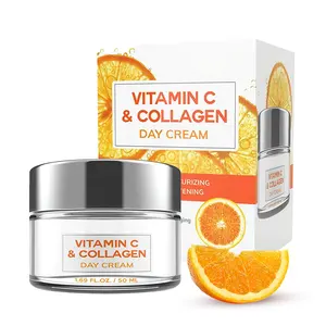 Vitamin C and Collagen Anti-Aging Face Moisturizer Skin Tightening Brightening Day Night Cream with Kojic Acid Ginseng Cactus