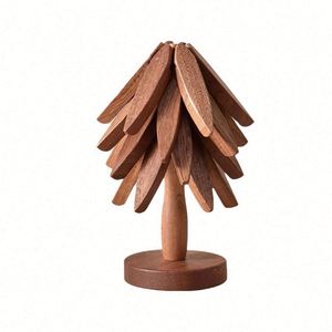 Raybin <b>Kitchen</b> Folding Tree Shape <b>Trivet</b> Set Wooden Tree <b>Trivet</b> Set Wooden Tree Coasters Set of 4 for Hot Dishes - Product Image 1